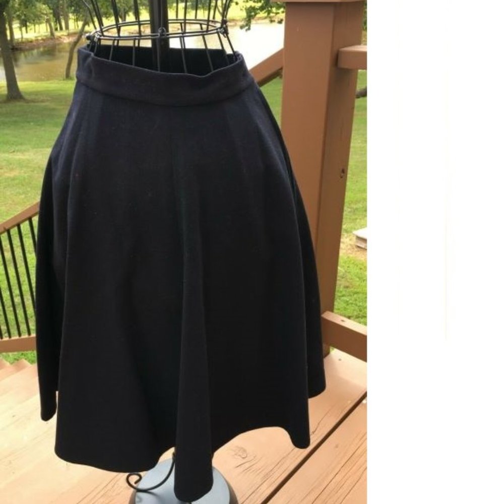 TRUE Vintage 50s Black Felt Full Circle Skirt Minus the Poodle Rockabilly